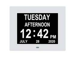 Reloj Calendario Digital Extra Grande, Fecha, Hora Y Día, Reloj Para Ancianos, 8 Opciones De Alarma, Blanco.