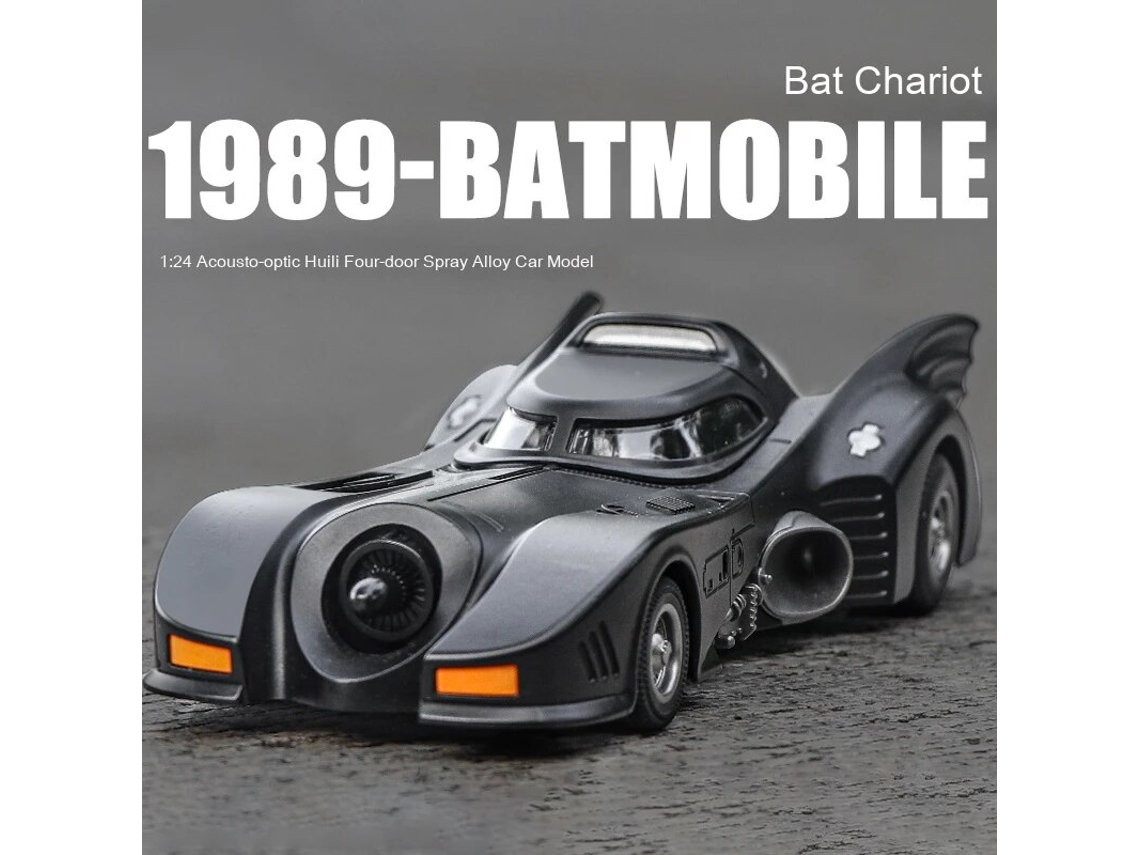 Batmóvil en miniatura de 1989 a escala 1:24, con figura de Batman, en negro. Mdug (negro)