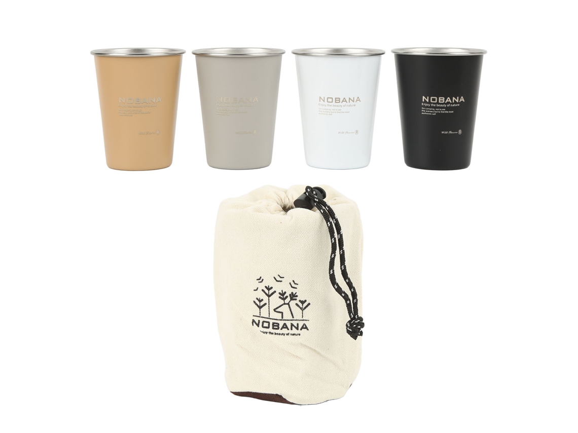 Juego De 4 Vasos De Camping De 350 Ml, De Acero Inoxidable 304, Ligeros, Con Bolsa Para Picnics Y Excursiones Al Aire Libre.