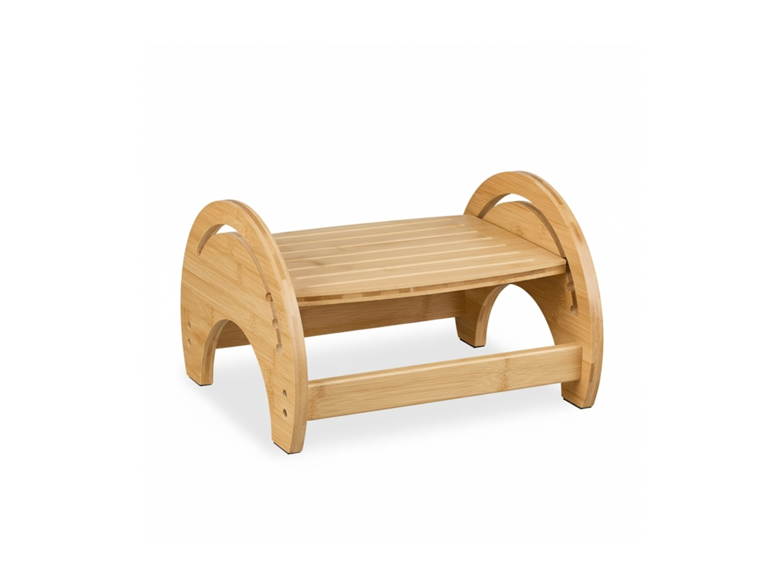 Relaxdays Taburete Fisiológico, Ajustable, Ayuda Para Defecar, Banqueta Váter Adultos, Bambú, 23x36x32 Cm, Natural/negro