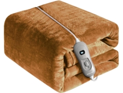 ECODE® Manta Térmica eléctrica 180x130cm. Mando con 3 Niveles de Calor, Apagado automático 180 Minutos (Castaño Claro) ECO-5140