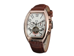 Reloj Automático Para Hombre Forsining Con Calendario Analógico, Estilo Clásico, Blanco Y Oro Rosa.