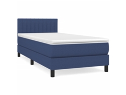 Maison Exclusive - Cama Box Spring Con Colchón Tela Azul 100x200 Cm