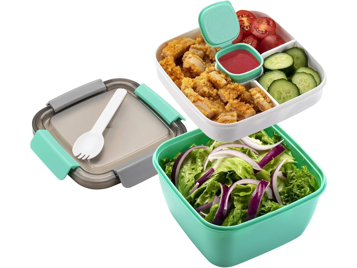 Fiambrera Portátil - Fiambrera Japonesa De Doble Capa - Recipiente Para Almacenar Alimentos Con Separadores - Verde