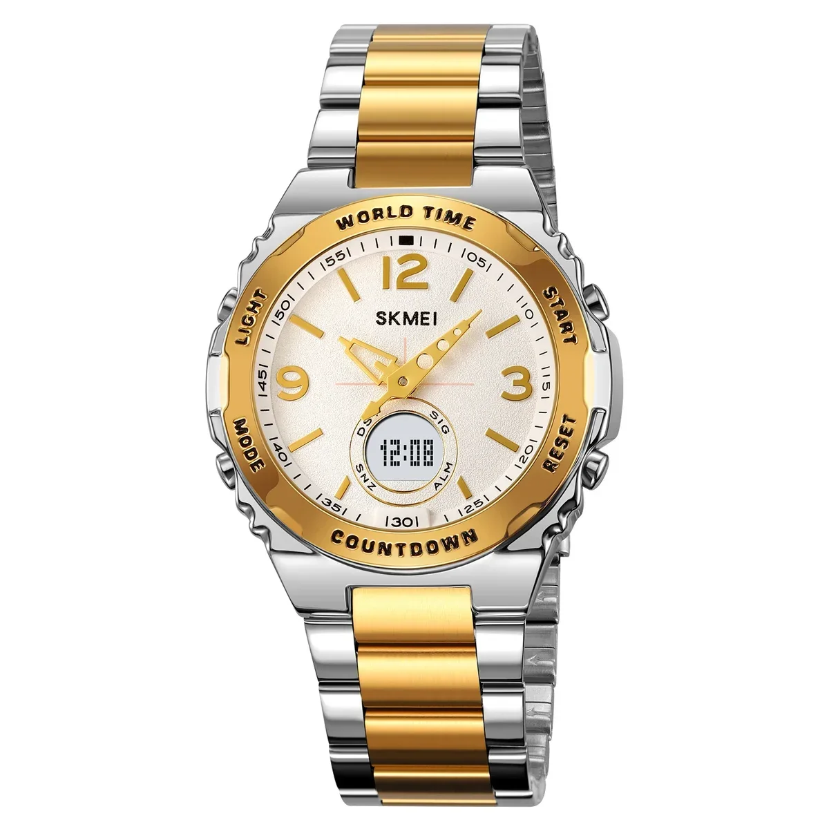 Reloj De Pulsera Digital De Lujo Para Hombre, De Acero Inoxidable (plata Y Oro).