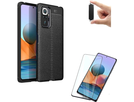 Kit Película, Carcasa y Soporte Xiaomi Redmi Note 10 PRO PHONESHIELD Rugged Leather Negro