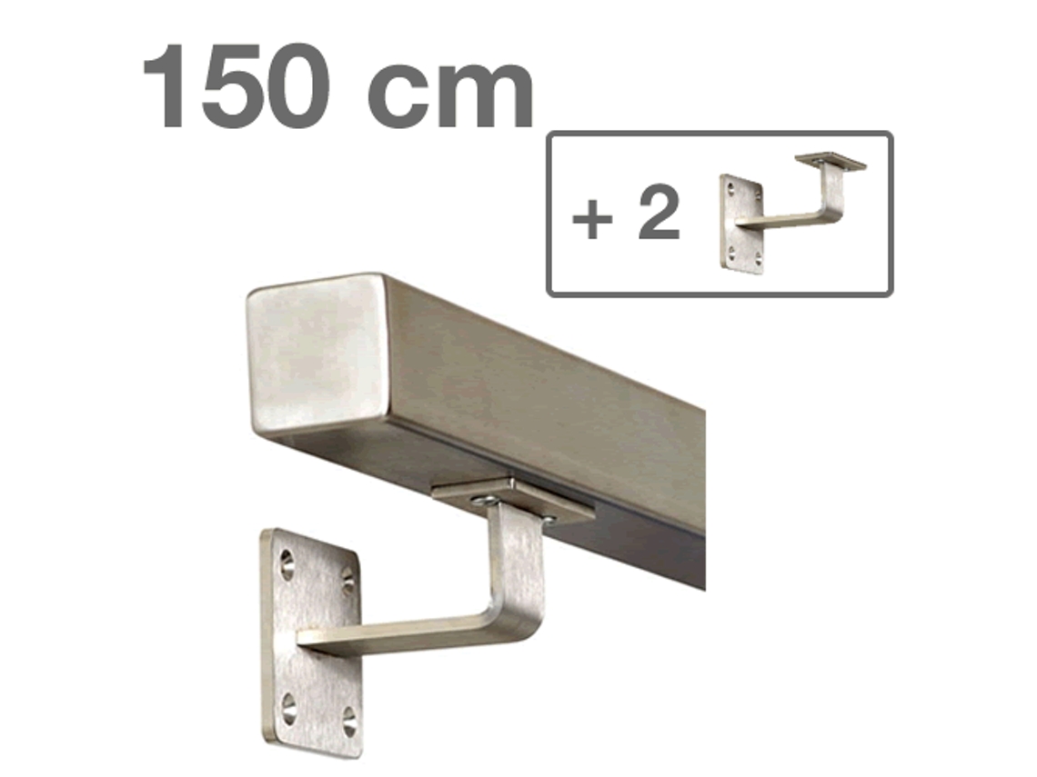 Pasamanos Cuadrado Inox 150 cm 2 soportes IVOL