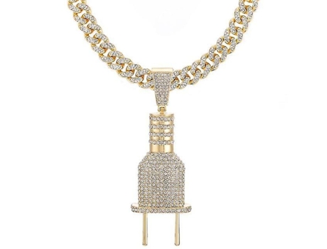 Collar colgante de forma de enchufe de hip hop Hombres Color de oro Color de cadena cubana para collares para mujeres