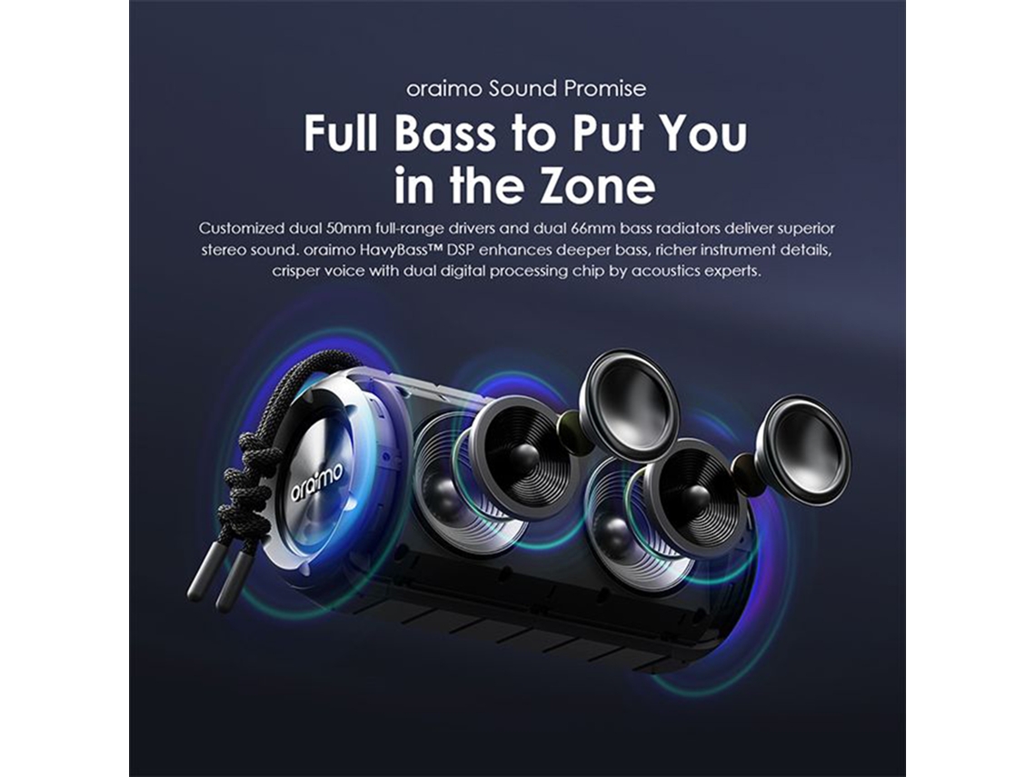 Oraimo Obs-53d Rover Alto-falante Sem Fio Bt 5.3 Portátil Com Luzes Rgb Ipx5
