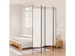 Separador de ambientes | Biombo | Mampara de privacidad con 4 paneles de 160x220 cm, tela blanca.
