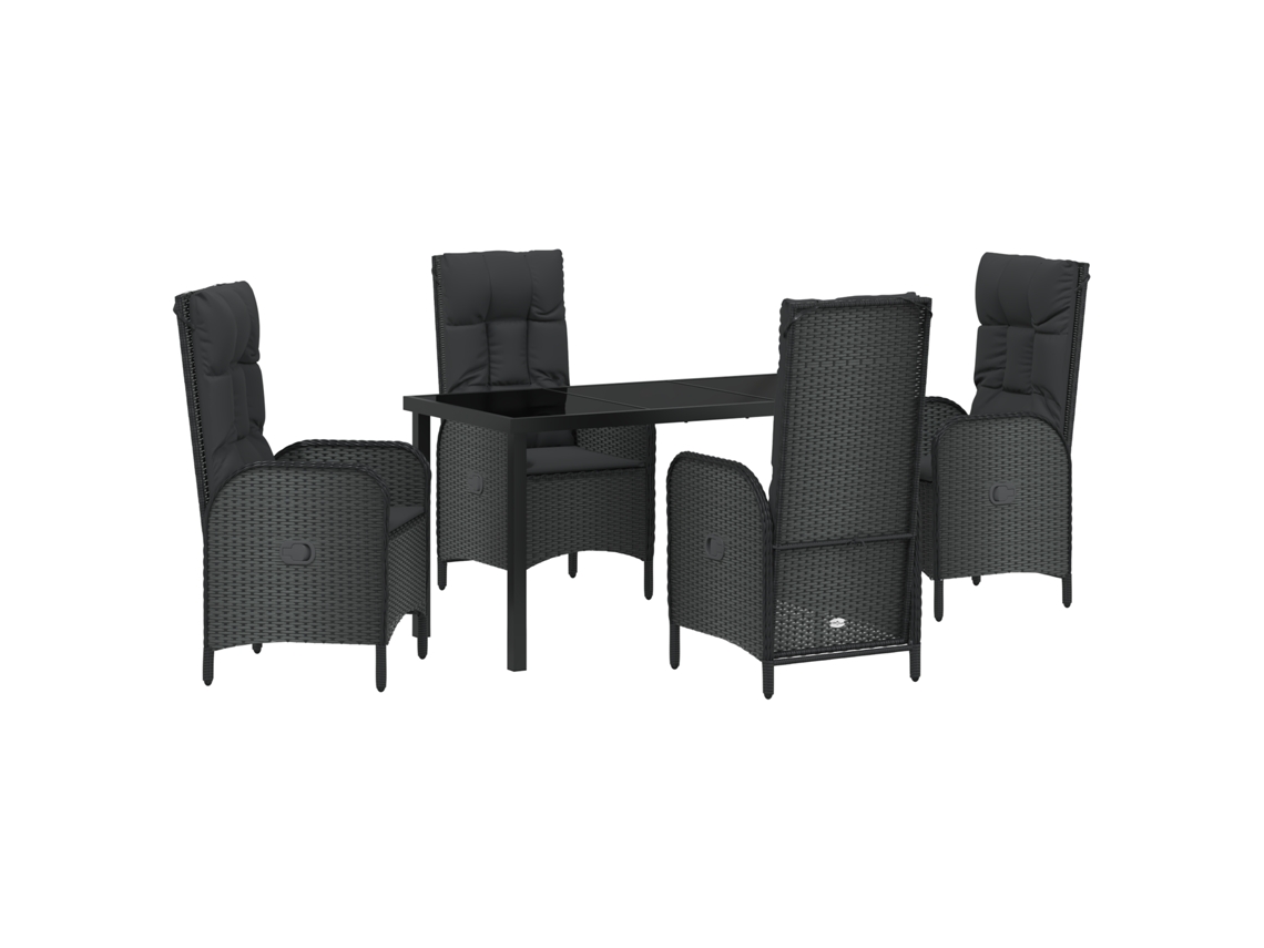 Conjunto de comedor de jardín VidaXL de 5 piezas en ratán sintético negro