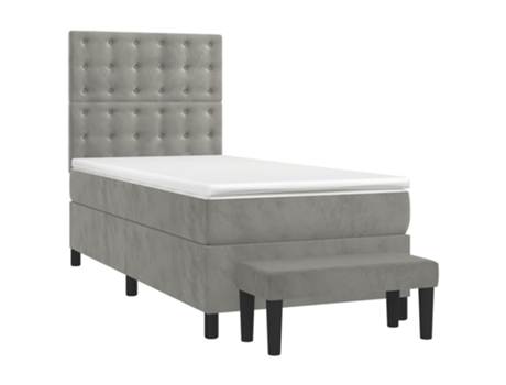 vidaXL Cama con somier y colchón 90x200 cm terciopelo gris claro