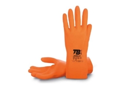 Guante latex natural  naranja flocado 30cm talla 8-10 t/guante talla m-8