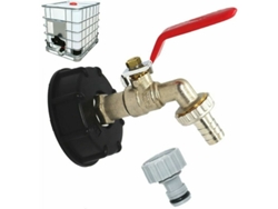 Adaptador de grifo para tanque de 1000 l S60x6 con conector de manguera de 1/2", adaptador de drenaje IBC (1 unidad)