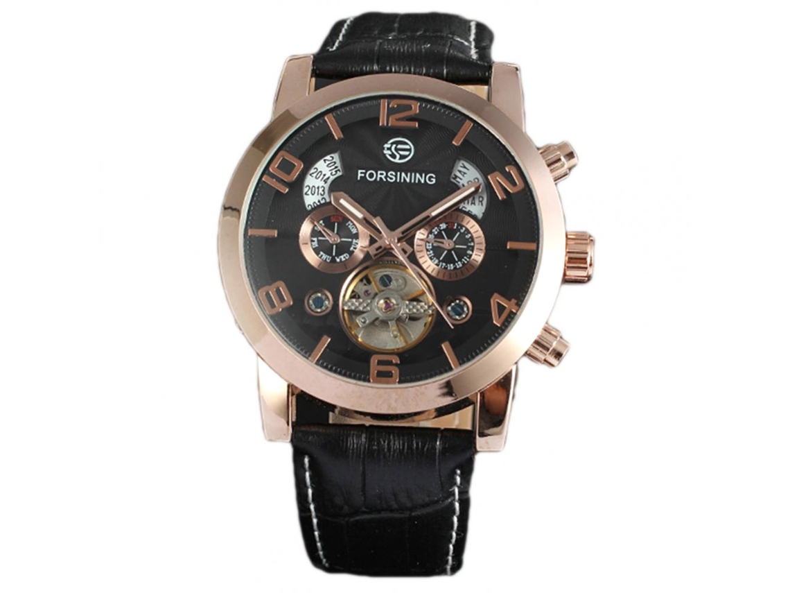 Reloj Mecánico Automático De Negocios Para Hombres Forsining Exquisito (negro+oro Rosa)