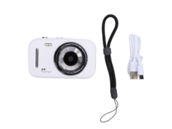 Cámara Digital 4k De 48 Mp Para Niños Con Pantalla De 2,8 Pulgadas, Zoom De 16x, Recargable, Blanca.