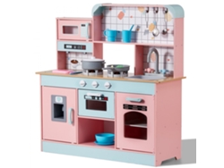 Cocina de juguete de madera rosa con sonidos, luces y 24 accesorios Tekmaquinas