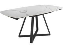 Mesa de Comedor ANGEL CERDÁ. 1096 (Blanco, Negro - Acero, Mármol - 120/178 x 90 x 77 cm)