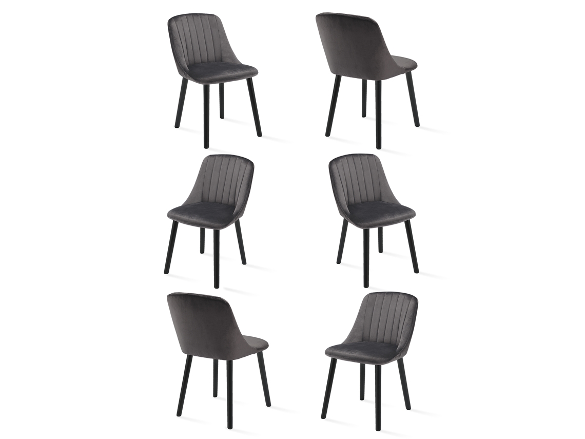 Sillas De Comedor Goeurvant 993(pack De 6, Gris Oscuro, Terciopelo)