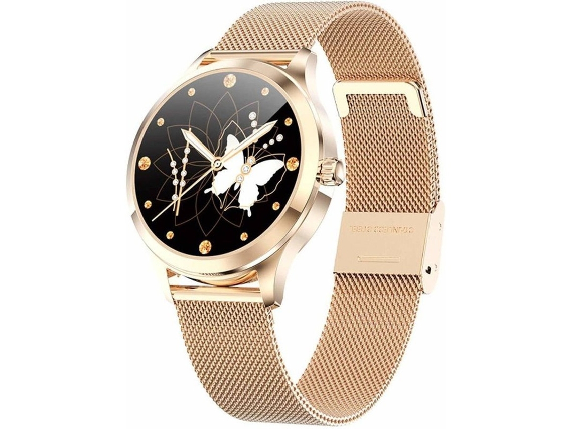 Relojes inteligentes de moda para mujer, resistentes al agua, con múltiples modos, Bluetooth, mensajes y pulsador, regalo exquisito para mujer Bestvite (dorado)