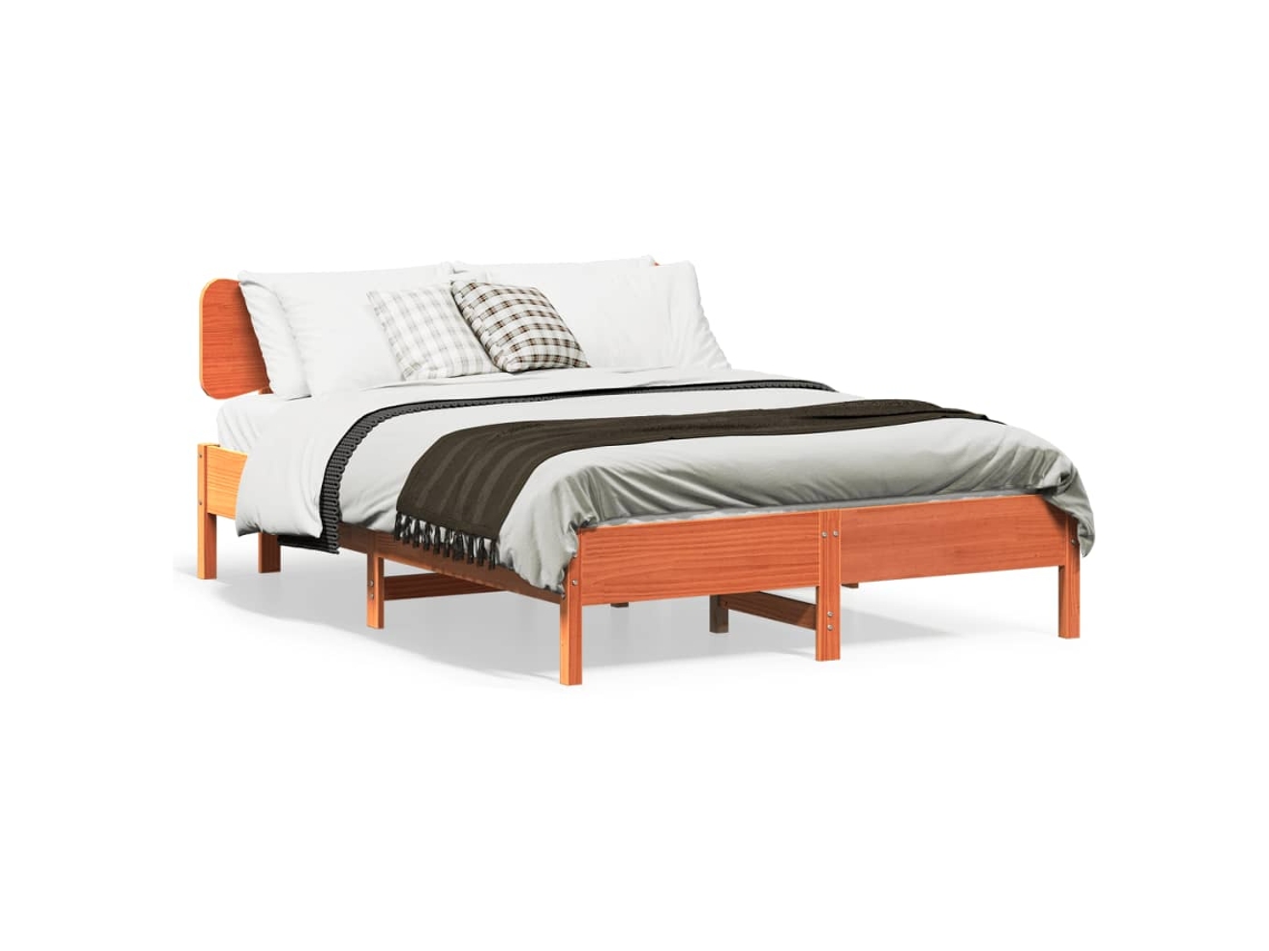 Maison Exclusive - Cama Sin Colchón Madera Maciza Pino Marrón Cera 150x200 Cm