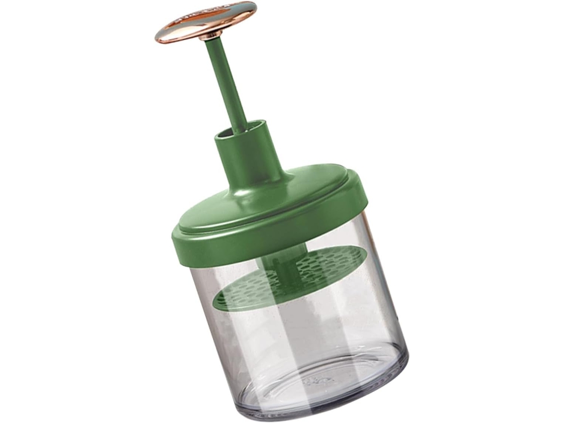 Máquina portátil para hacer espuma facial, de color verde, fabricada en plástico PP y ABS.