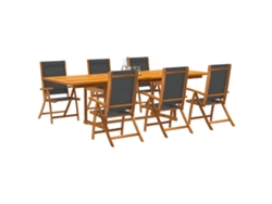 Juego de comedor de jardín de 7 piezas de acacia maciza y textilene Dkd Home Decor