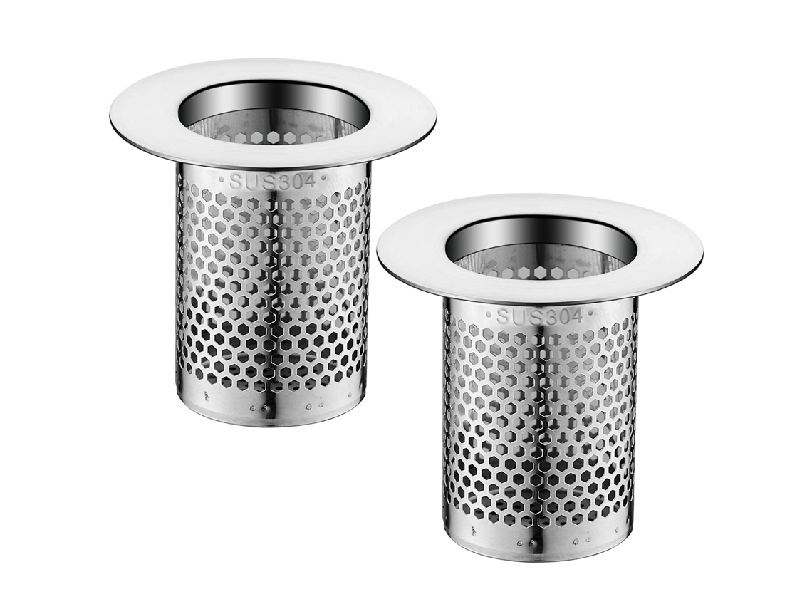 Juego 2 Mallas Filtrantes Bañera Acero Inoxidable, Para Fregadero Y Balcón