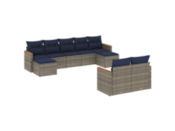 Maison Exclusive - Conjunto De Sofá De Jardín De 9 Piezas Con Cojines, Poliratán Gris