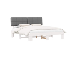 Cama De Matrimonio | Cama Para Adultos | Estructura De Cama Con Cabecera Tapizada Gris Claro