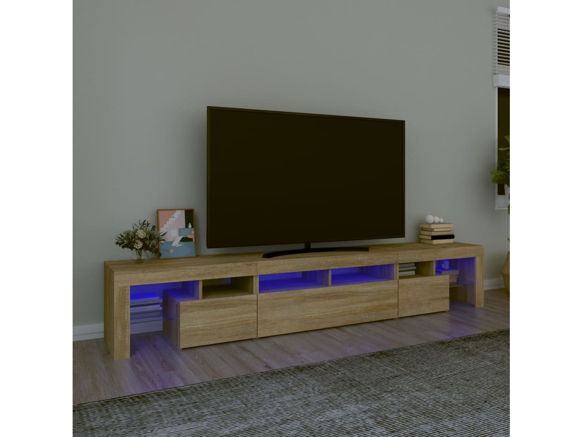 Estantería/Mueble de TV con luces Led 230X36,5X40 Cm Roble Sonoma