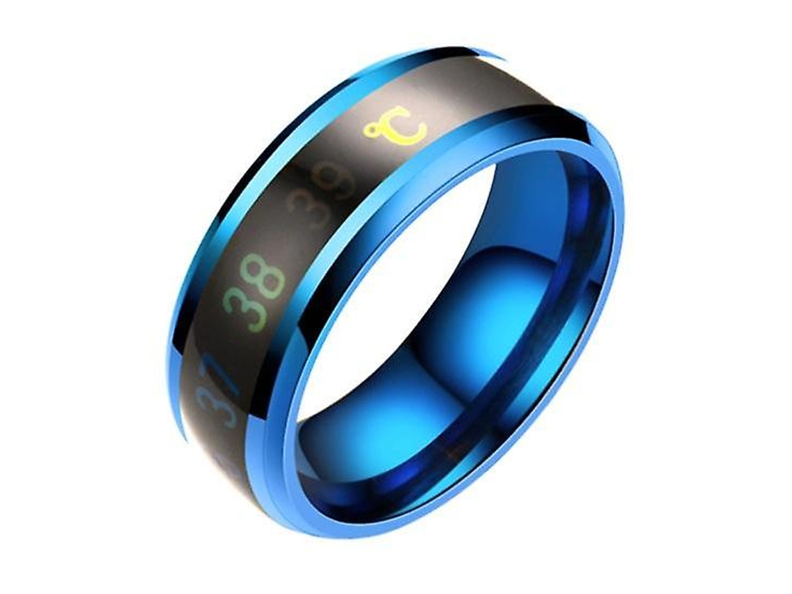 Anillo de boda de acero y titanio con sensor de temperatura inteligente para hombre y mujer. Nostalgia88