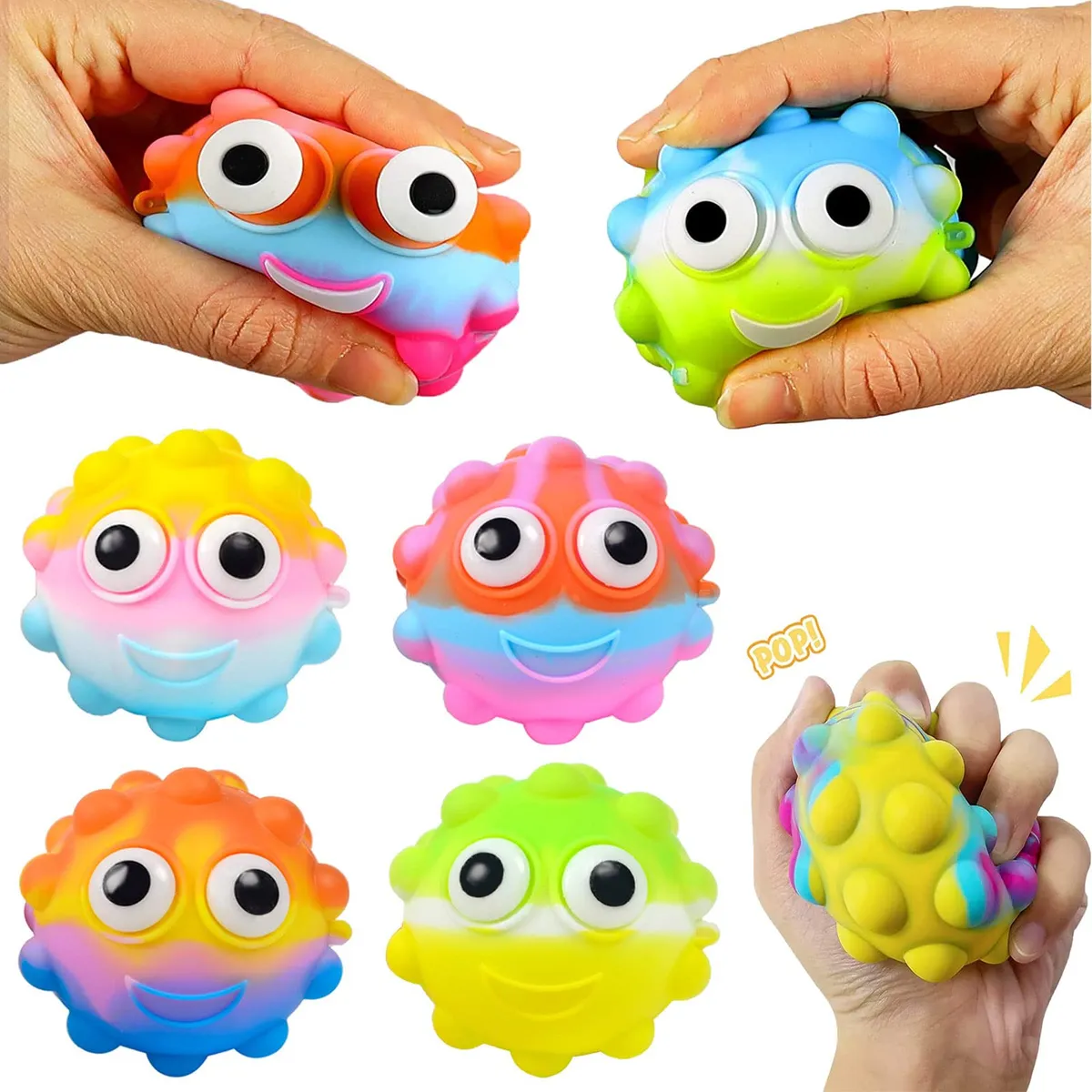 Paquete de 4 pelotas antiestrés, pelotas sensoriales para bebés, VAYOTOY