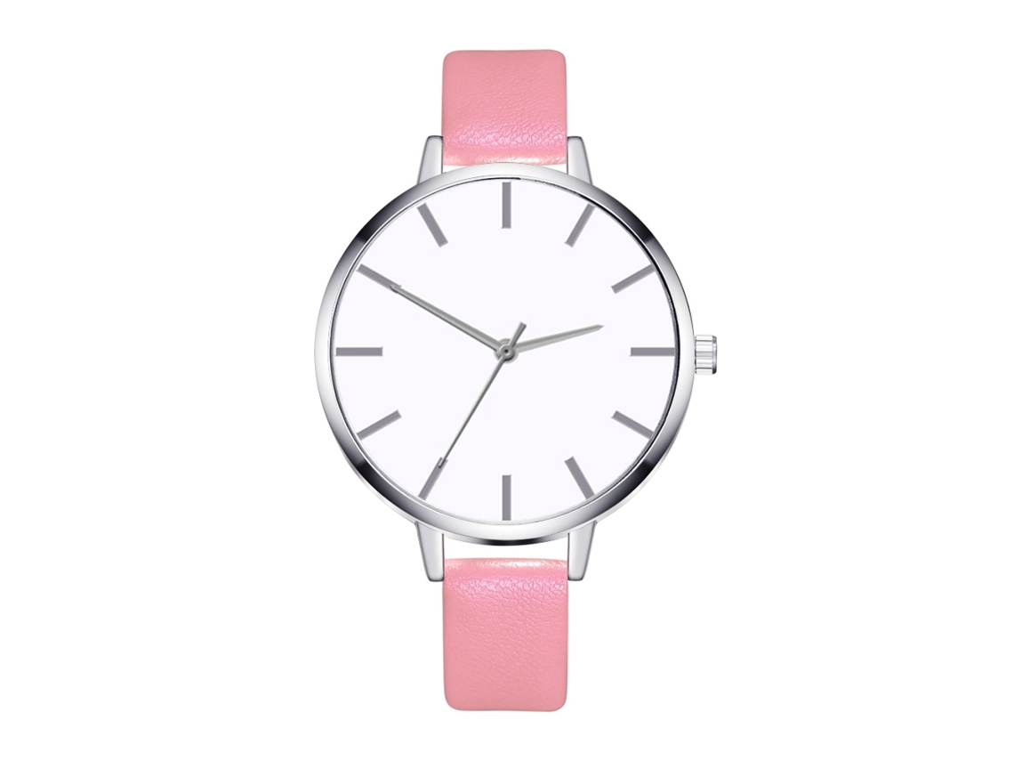 Reloj De Pulsera De Cuarzo Para Mujer Con Correa De Piel Sintética, Estilo Rosa Sencillo.