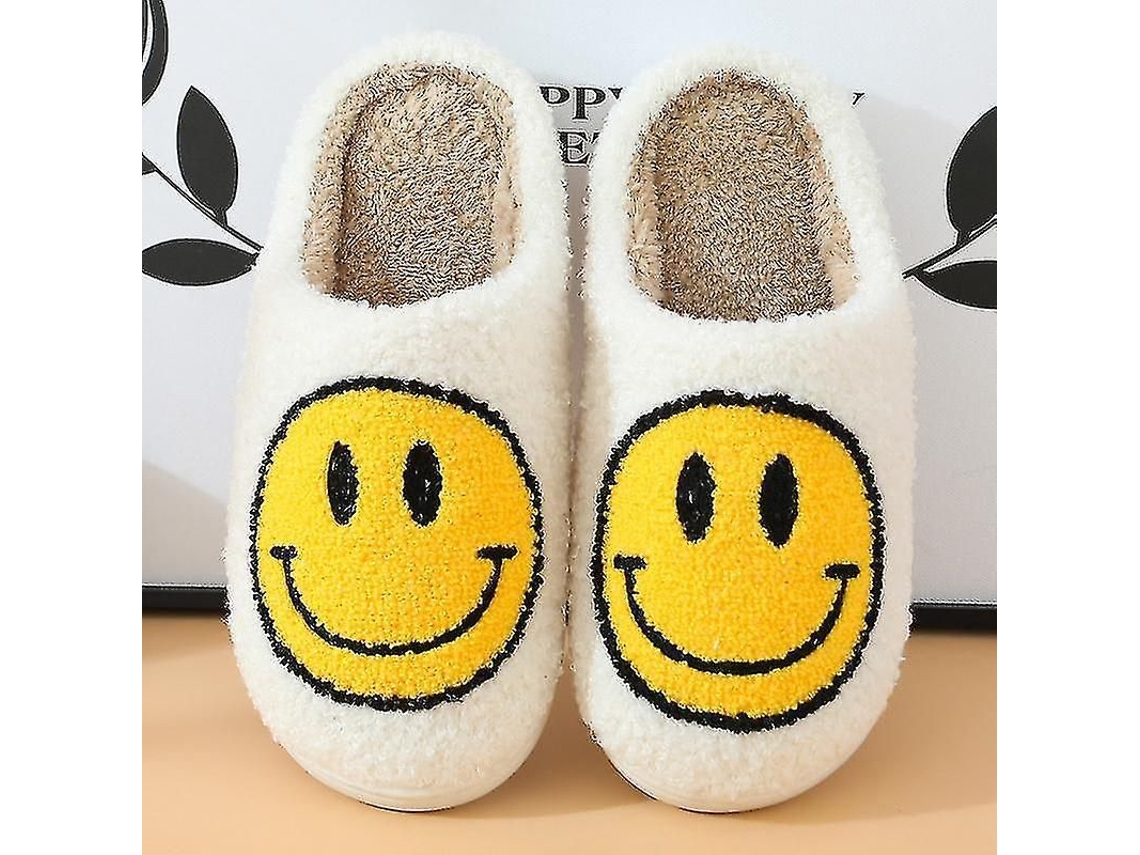 2026-pantuflas De Peluche Suave Sonriente Para Parejas Invierno Cálido Interior Con Suela Antideslizante Tpr