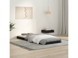 Estructura De Cama Madera Maciza De Pino Negro 75x190 Cm