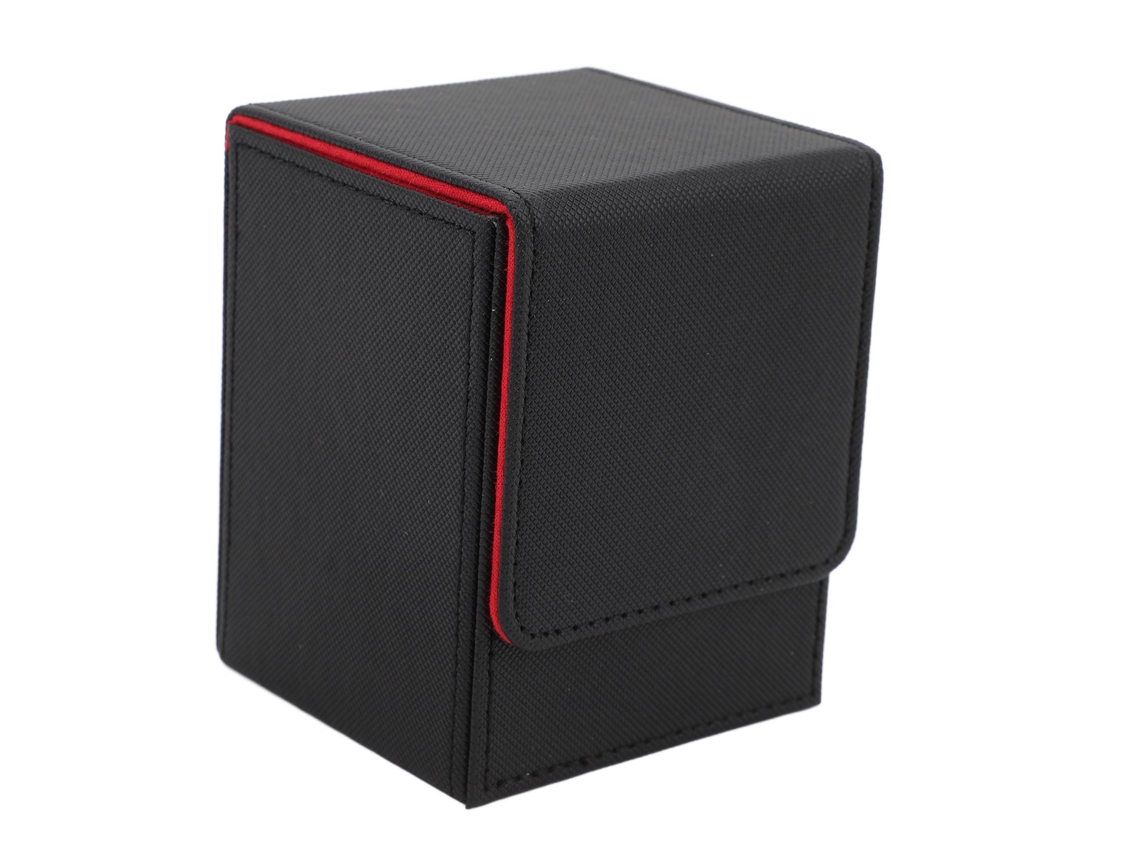 2026-caja Magnética Para Tarjetas De Juego De Cuero Pu Resistente A Arañazos Vertical Negra Rojo Para 100 Tarjetas