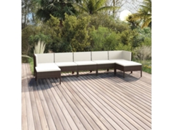 Conjunto de jardín de 7 piezas con cojines de mimbre marrón de DKD Home Decor