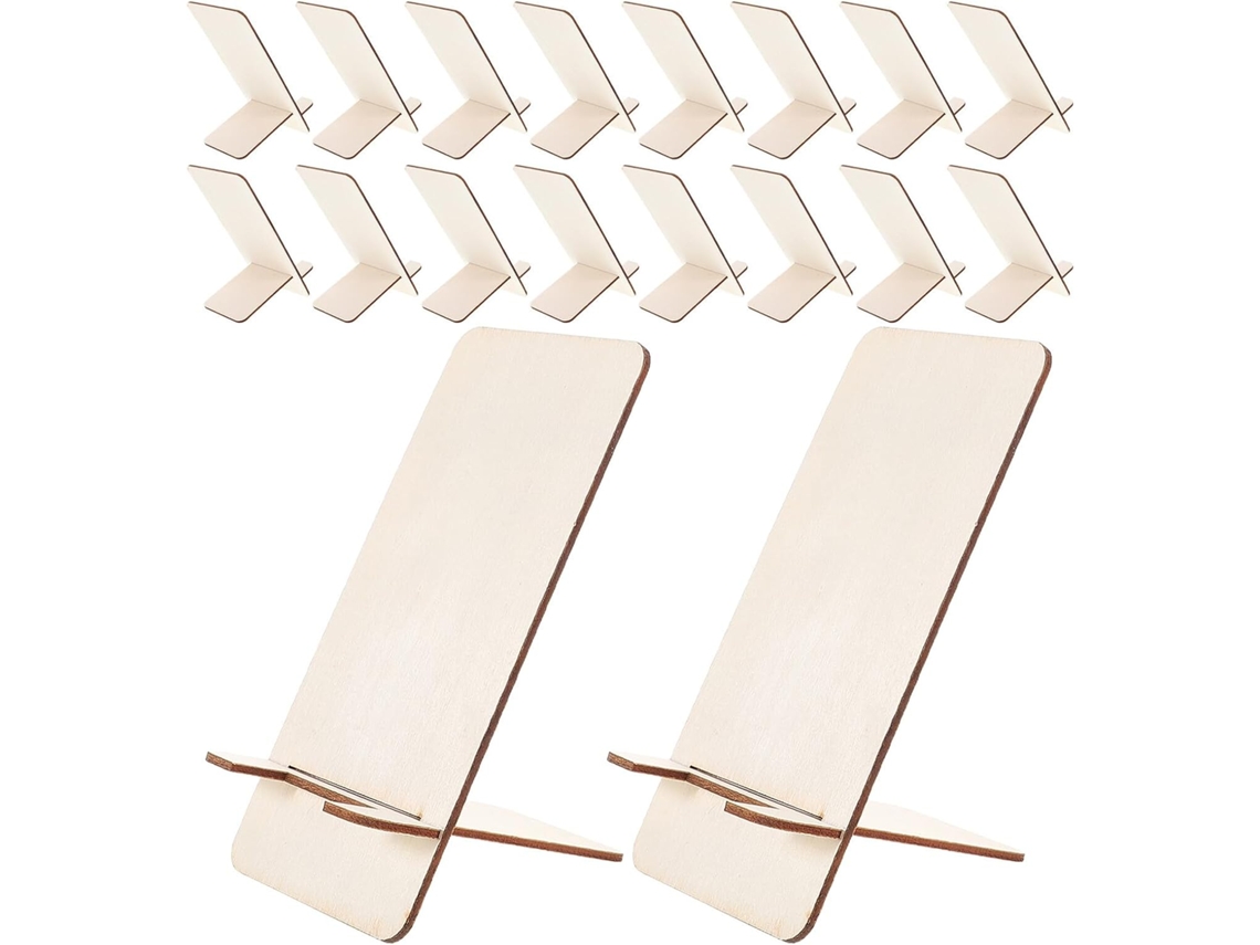 Lote De 25 Soportes Para Teléfono Portátil En Madera Maciza Brut. Soporte De Oficina Estable Y Compatible.