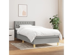 Cama Box Spring Con Colchón Tela Gris Claro 90x200 Cm