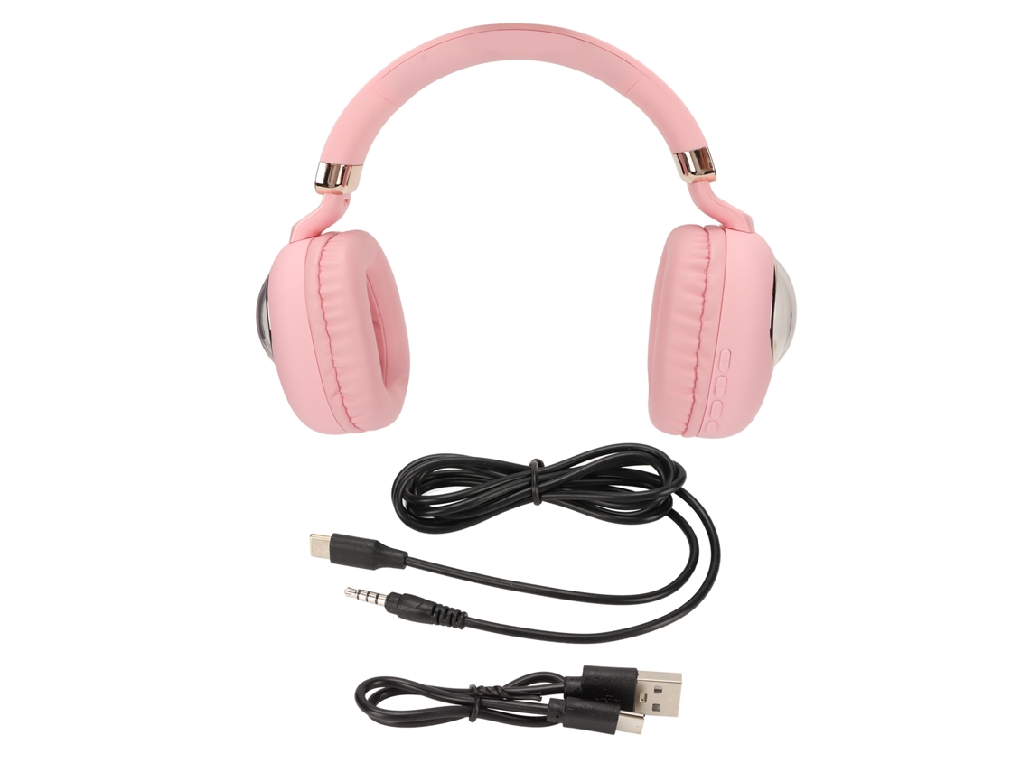 Auriculares Estéreo Bluetooth Con Cable E Inalámbricos Para Juegos, Con Bonitas Luces Led Rosas De Dibujos Animados Para Juegos, Películas Y Música.