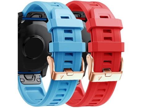 Pulsera Silicona Cierre Metálico para Garmin Fenix 6S Azul y Rojo Pack 2X VEANXIN