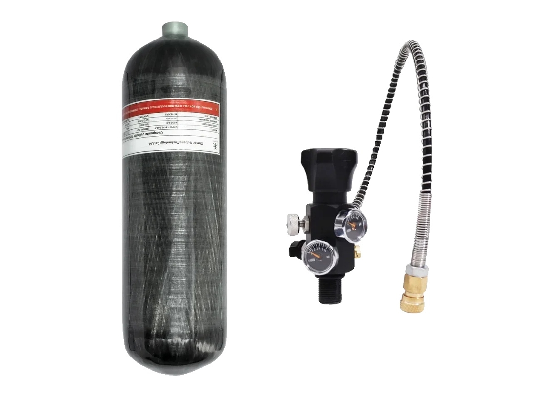 Cilindro de fibra de carbono Tuxing, volumen 6,8 L, presión 300 bar, 6,8 L con válvula B OEM