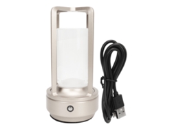 Rebe-lámpara De Mesa Inalámbrica Con Toldo De Cristal 3 Temperaturas De Color Control Táctil Usb Recargable Led Plateada Para Hogar