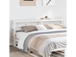 Cabecero De Cama Con Estantes Madera Maciza Pino Blanco 200 Cm