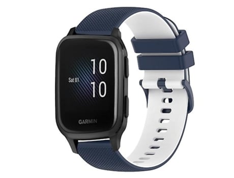 Correa De Reloj Inteligente Para Garmin Venu Sq, Banda De Reloj De Silicona A Cuadros De Dos Colores, Azul Oscuro Y Blanco, 20Mm VENISYMLIS