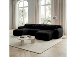 Sofá Modular U 3 Plazas - Plüsch, Sin Montaje, Antideslizante, Con Cojines - Negro