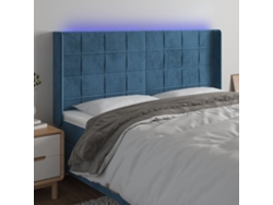 Cabecero Con Led De Terciopelo Azul Oscuro 163x16x118/128 Cm