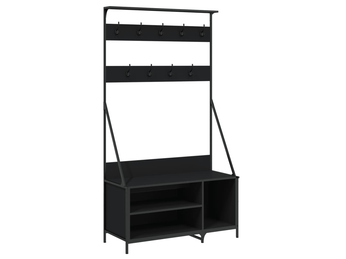 Perchero con zapatero negro VIDAXL (100x41x184 cm)