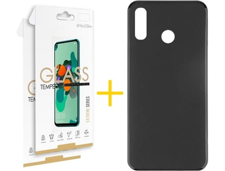 Kit Funda + 2 Protectores de Pantalla Huawei P Smart 2019 SKYHE Liso 6 Negro